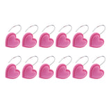 Maxbell 12 Piece Resin Heart-shaped Shower Curtain Hook Hanger Holder Rose Red