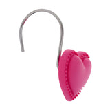 Maxbell 12 Piece Resin Heart-shaped Shower Curtain Hook Hanger Holder Rose Red