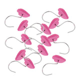 Maxbell 12 Piece Resin Heart-shaped Shower Curtain Hook Hanger Holder Rose Red