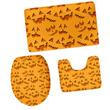 Maxbell Non-Slip Halloween Print Bathroom Pedestal Lid Mat Toilet Floor Rug Set  7