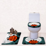 Maxbell Non-Slip Halloween Print Bathroom Pedestal Lid Mat Toilet Floor Rug Set  6