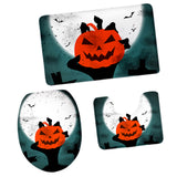 Maxbell Non-Slip Halloween Print Bathroom Pedestal Lid Mat Toilet Floor Rug Set  6