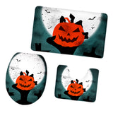 Maxbell Non-Slip Halloween Print Bathroom Pedestal Lid Mat Toilet Floor Rug Set  6