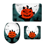 Maxbell Non-Slip Halloween Print Bathroom Pedestal Lid Mat Toilet Floor Rug Set  6