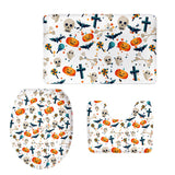 Maxbell Non-Slip Halloween Print Bathroom Pedestal Lid Mat Toilet Floor Rug Set  5