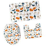 Maxbell Non-Slip Halloween Print Bathroom Pedestal Lid Mat Toilet Floor Rug Set  5