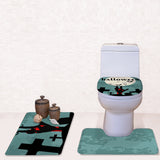 Maxbell Non-Slip Halloween Print Bathroom Pedestal Lid Mat Toilet Floor Rug Set  4