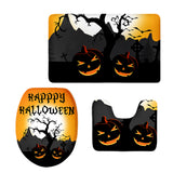 Maxbell Non-Slip Halloween Print Bathroom Pedestal Lid Mat Toilet Floor Rug Set  1