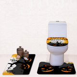 Maxbell Non-Slip Halloween Print Bathroom Pedestal Lid Mat Toilet Floor Rug Set  1