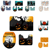 Maxbell Non-Slip Halloween Print Bathroom Pedestal Lid Mat Toilet Floor Rug Set  1