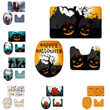 Maxbell Non-Slip Halloween Print Bathroom Pedestal Lid Mat Toilet Floor Rug Set  1