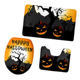 Maxbell Non-Slip Halloween Print Bathroom Pedestal Lid Mat Toilet Floor Rug Set  1