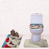 Maxbell Non-Slip Bathroom Pedestal Lid Mat Pad Toilet Rug Set Christmas Hat 2