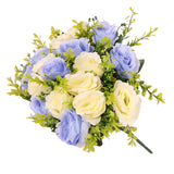 Maxbell 18 Flowers Two Colors Rose Bouquet - Artificial Flora Light Blue and white