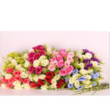 Maxbell 18 Flowers Two Colors Rose Bouquet - Artificial Flora Light Blue and white