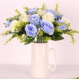 Maxbell 18 Flowers Two Colors Rose Bouquet - Artificial Flora Light Blue and white