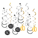 Maxbell 12pcs Digital Birthday Anniversary Celebration Hanging Swirls Party Decor 60