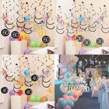 Maxbell 12pcs Digital Birthday Anniversary Celebration Hanging Swirls Party Decor 60