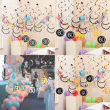 Maxbell 12pcs Digital Birthday Anniversary Celebration Hanging Swirls Party Decor 60