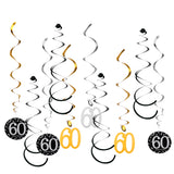 Maxbell 12pcs Digital Birthday Anniversary Celebration Hanging Swirls Party Decor 60