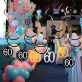 Maxbell 12pcs Digital Birthday Anniversary Celebration Hanging Swirls Party Decor 60