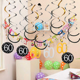 Maxbell 12pcs Digital Birthday Anniversary Celebration Hanging Swirls Party Decor 60