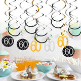 Maxbell 12pcs Digital Birthday Anniversary Celebration Hanging Swirls Party Decor 60