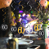 Maxbell 12pcs Digital Birthday Anniversary Celebration Hanging Swirls Party Decor 60