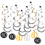 Maxbell 12pcs Digital Birthday Anniversary Celebration Hanging Swirls Party Decor 60