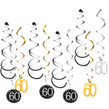 Maxbell 12pcs Digital Birthday Anniversary Celebration Hanging Swirls Party Decor 60