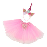 Maxbell 2 Pieces Girls Tutu Skirt Dress Unicorn Flower Headband Set Light Pink