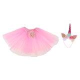 Maxbell 2 Pieces Girls Tutu Skirt Dress Unicorn Flower Headband Set Light Pink