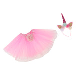 Maxbell 2 Pieces Girls Tutu Skirt Dress Unicorn Flower Headband Set Light Pink