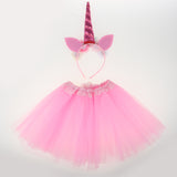 Maxbell 2 Pieces Girls Tutu Skirt Dress Unicorn Flower Headband Set Light Pink