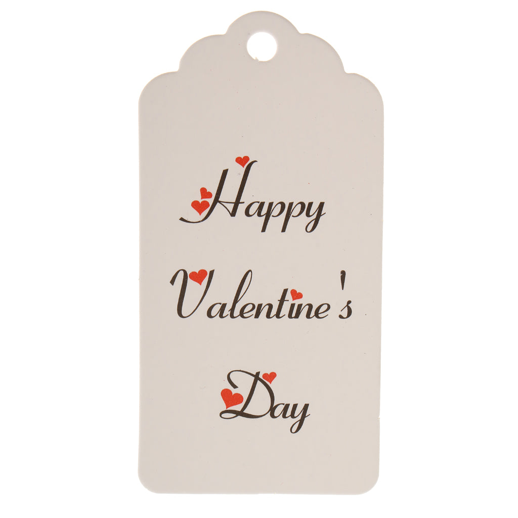 Maxbell 100pcs Happy Valentine's Day Paper Hanging Gift Tag Price Tag Labels White