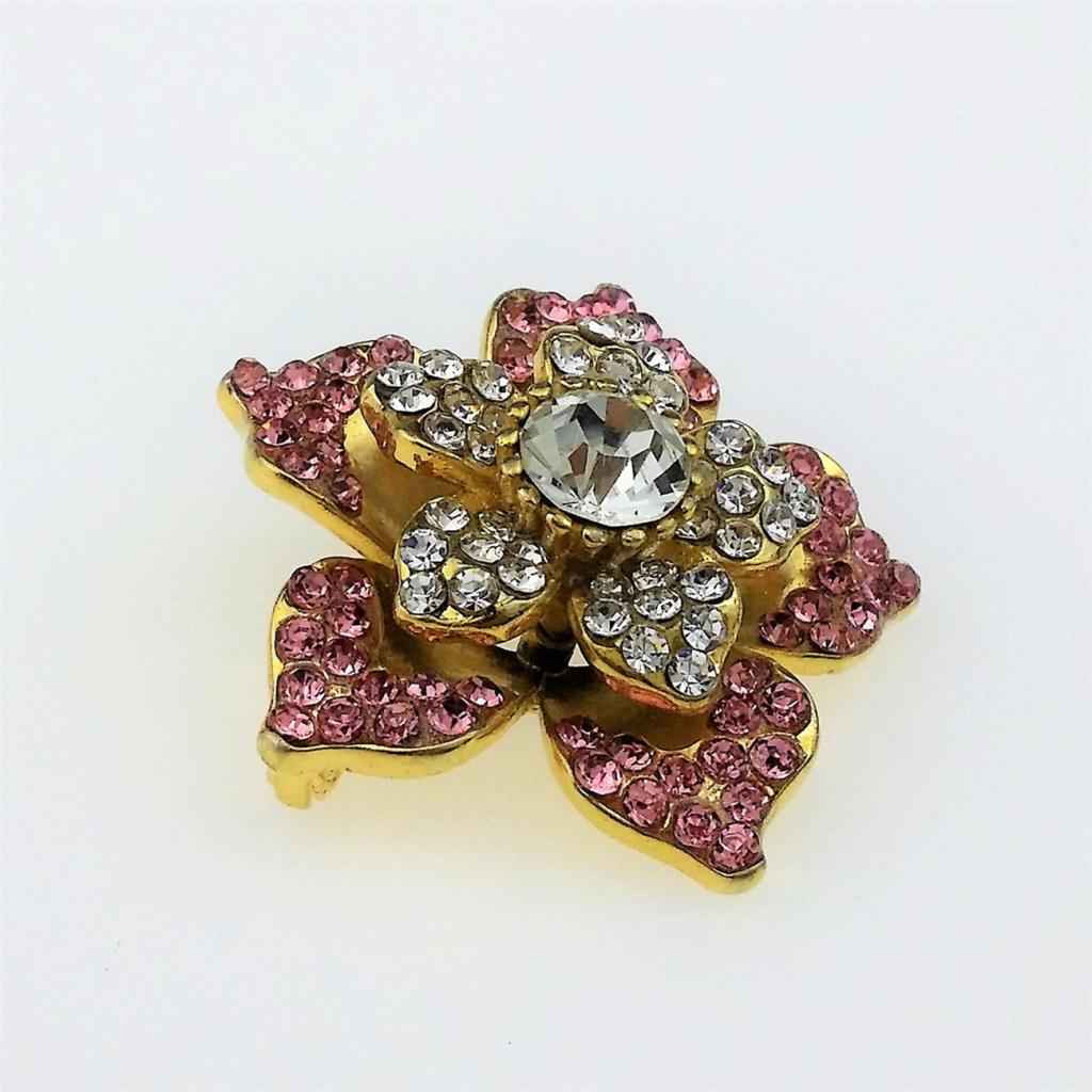 Maxbell Wedding Bride Rose Flower Brooch Women Rhinestone Party Banquet Pin Pink