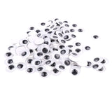 Maxbell 100pcs/ pack DIY Round Self-adhesive Wiggly Googly Eyes For Doll Toy 8MM