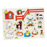 Maxbell Wooden Farm Animal Shaped Peg Puzzle Baby Toldder Preschool Kids Toy