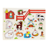 Maxbell Wooden Farm Animal Shaped Peg Puzzle Baby Toldder Preschool Kids Toy