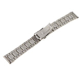 Maxbell Men Watch Band Solid Stainless Steel Strap Silver Folded Clasp 20mm