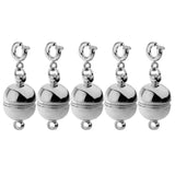 Maxbell 5pcs Copper Magnet Round Ball 10mm Lobster Clasp Clasp Jewelry Making Silver