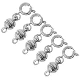 Maxbell 5pcs Copper Magnet Round Ball 6mm Lobster Clasp Clasp Findings Silver
