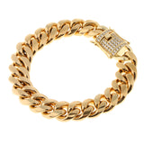 Maxbell Hip Hop Gold Plated Finished Miami Cuban Link Chain Bracelet Bangle 14mm