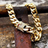 Maxbell Hip Hop Gold Plated Finished Miami Cuban Link Chain Bracelet Bangle 10mm