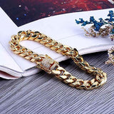 Maxbell Hip Hop Gold Plated Finished Miami Cuban Link Chain Bracelet Bangle 10mm