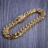 Maxbell Hip Hop Gold Plated Finished Miami Cuban Link Chain Bracelet Bangle 10mm