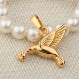 Maxbell Stainless Steel Hummingbird Pendant Urn Cremation Jewelry For Ashes Gold