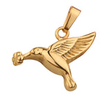 Maxbell Stainless Steel Hummingbird Pendant Urn Cremation Jewelry For Ashes Gold