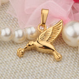 Maxbell Stainless Steel Hummingbird Pendant Urn Cremation Jewelry For Ashes Gold