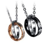 Maxbell Stainless Steel His&Hers Crystal Ring Pendant Necklace Jewelry Black